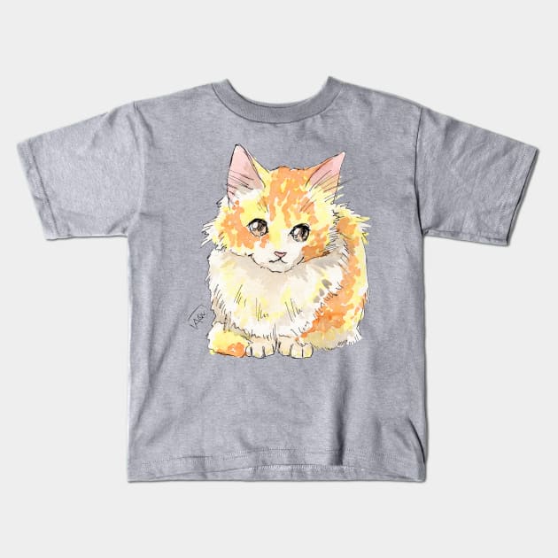 Candycorn Kitten Kids T-Shirt by Aqutalion